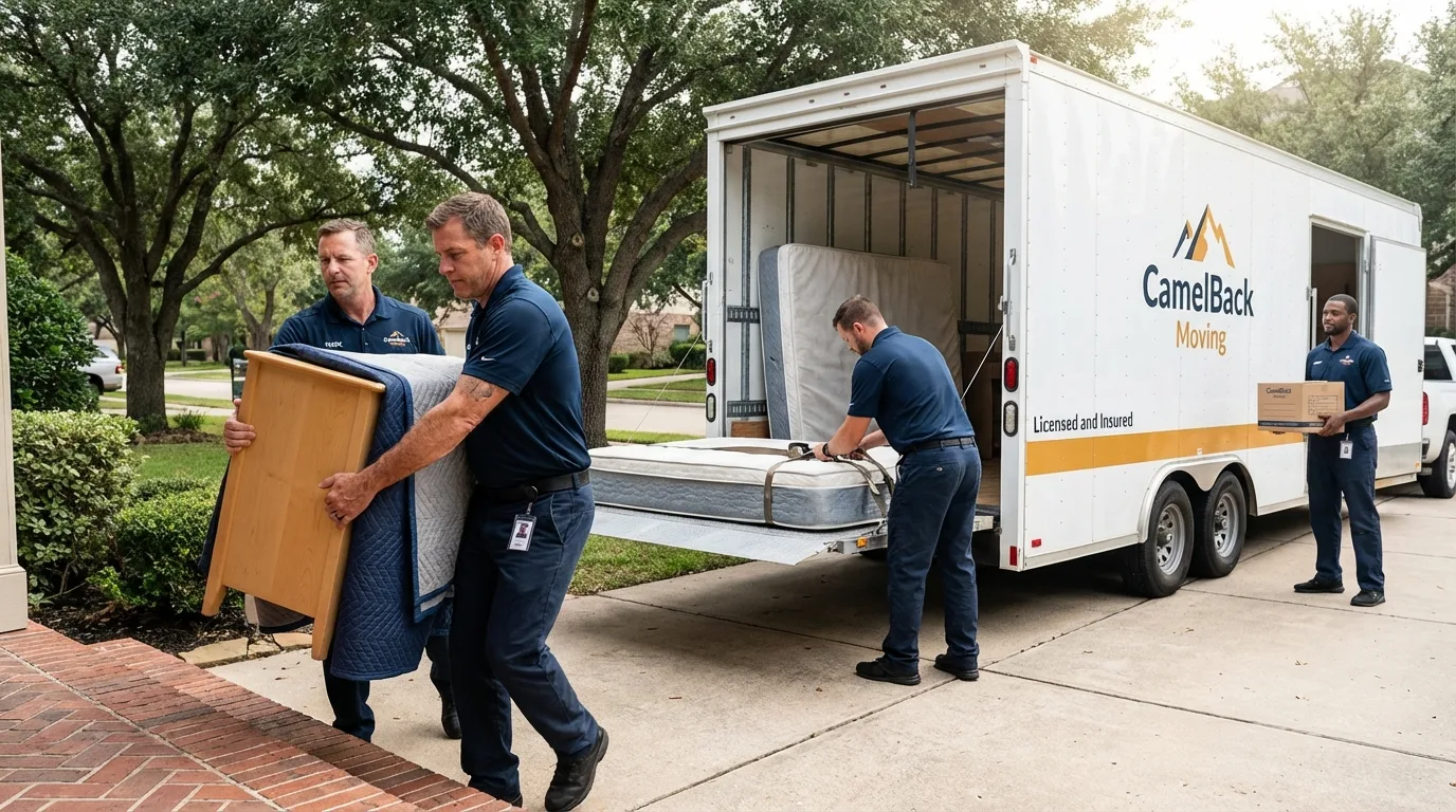 Crew loading residential truck for cross-state move from Mount Hermon, CA